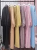 Etnik Giyim Ramazan Eid Abayas Kadınlar İçin Kimono Femme Musulmane Saten Kaftan Maxi Abaya Dubai Arapça Türkiye İslam Pakistan Müslüman Elbise 230324