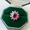 Flower Finger Ring Colorful Gemstone 925 Sterling Silver Engagement Wedding Band Rings for Women Bridal Birthday Party Jewelry