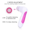 Cleaning Tools Accessories 6 in 1 360 Rotating Face Body Cleansing Brush 2 Speeds Cleaner Machine Shower Back Spin Brush Skin Care Tools With Carry Case 230324