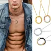 Pendentif Colliers Triple Interlocking Circle Collier Pour Hommes Femmes En Acier Inoxydable Métaux Tri-ton Amour Promise Cadeaux