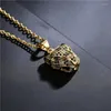 Pendant Necklaces 2023 Fashion Gold Color Leopard Head Necklace For Women Men Luxury Cubic Zirconia Jewelry Female Accessories