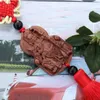 Keychains 1pc Jujube Wood Chinese Kwankung Statue Canving Sculpture Guan Yu Guangong Hold Broadsword Knight Car Pendant Charm Gift QDD9878