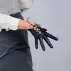 Five Fingers Gloves Pure Sheepskin Female Short Style Ropes Retro Hollow Out Black Real Leather Women Touch Screen ZP49