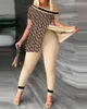 Ropa de diseñadores para mujer, conjunto de pantalones de moda irregulares de dos piezas con estampado variado, primavera y verano, S-3xl, 2023