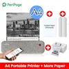 PERIPAGE A4 IMPRESSERIA Termisk mini Portable Bluetooth Dokument Word Printing Machine med A40 Paper Rolls Label Papers Printer