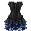 Bustiers & Corsets Gothic Corset Skirt For Women Steampunk Halloween Dress Lace Overlay Corsetto Push Up Boned Clubwear Carnival Costume