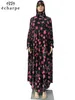 Ethnic Clothing Ramadan Muslim Women Prayer Garment Floral Prints Hooded Dress Islam Gown Plus Size Long Saudi Africa Robe 230324