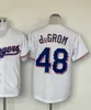 48 Jacob deGrom Baseball tröjor 2023 Mens Blue White Stitched Size S-3XL