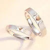 Wedding Rings 1 Pair Rose Gold Heart-Shaped Adjustable Couple Ring Copper Plated Platinum Overlap Opening Finger Jewelry