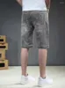Pantalones cortos para hombre Marca de moda para hombre Mezclilla delgada Verano Casual Suelto Estiramiento Cinco puntos Jeans Color claro XL 42 44 46
