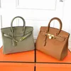 Birkinbag aabkin väskor designer handväskor lychee mönster huvud läder handväska stor en axel brudväska kvinnor har frj mmk5