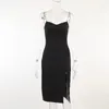 Casual Dresses #3648 Camisole Dress Women Sexig ärmlös Spaghetti Strap Party Club Axless Bodycon Ladies Black White Khaki