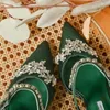 Rhinstone Women Pumps Luxury Crystal Ankle Strap Sandals Pointed Toe High Heels Shoes Ladies Designer 2023 Trend 0324