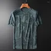 Men's T Shirts Mens Jacquard Fabric Luxury Short Sleeve Solid Color Summer Male T-shirts Plus Size 4xl Fashion Casual Man Tee