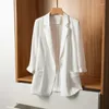 Ternos femininos feminino feminino casual blazer casaco de cor sólida colar de cor com entalhes de três quartos de luva feminina fêmea fêmea primavera damas slim slim