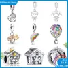 925 Siver Koraliki Charki dla Pandora Charm Branselets Designer dla kobiet dom Balonowe Balon Rainbow Tors Koraliki