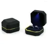 Gift Wrap Ring Box With Led Square Wedding Double Case Jewelry Boxs For Pendant Earings Proposal