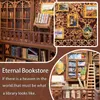 Akcesoria do lalki Cutebee DIY Książka Nook Perfel Wstaw Zestaw Eternal Bookstore Dollhouse z lekkim miniaturowym domem drewniane zabawki dla dorosłych prezentów 230323