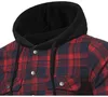 Men's Casual Shirts Hooded Plaid Shirt Men Flannel Big Double Pocket Long Sleeve Mens Spring Autmn Clothes Camisa Masculina