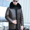 Men's Leather Faux YXL839 Jacket Natural Cotton Sheepskin Casual Clothes Removable Liner Fur Collar MidLength Winter 230324