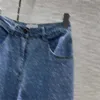 Jeans Donna Logo del marchio Pantaloni dritti in denim a vita alta stampati a pois ondulati Tessuto importato Pantaloni stile retrò con taglio irregolare Jeans firmati Donna