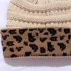 Beanies Beanie/Kafatası Kapları Beanie Şapka Kadınlar İçin Kış Örgü Sonbahar Leopar Açık Tığ işi yün Sıcak Bonnet Kapağı Kadın Şapkalar Kız