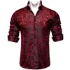 Camisas de vestido masculinas 2023 Paisley Men Luxury Men de manga comprida Silk Tuxedo Camisa Slim Fit Wedding Party Prom Casual Roupas masculinas elegantes