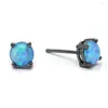 Oorknopjes Black Gun Plated Round Earring voor Lady Fashion Jewelry Engagement Opal Gift Silver Distribution