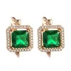 Stud 18k rose gold Vintage Emerald Diamond earrings For Women Genuine Jewelry Wedding Anniversary Resizable earring Gift Wholesale 230324