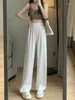 Damenhose Satin Ice Slik für Frauen 2023 Sommer lose dünne schlanke Hose mit weitem Bein Elegante gerade Baggy-Hosen in voller Länge