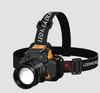 Kraftfull T6 -sensor Strålkastare LED -LED ZOOM Laddningsbar strålkastare Super Bright Tactical Hunt Head Lamp utomhus Fiske Vandring Camping Strålkastare