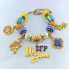 Bracelets de charme requintado grego sigma gamma rho rho sorority letra de esmalte 1922 Big Hole Burads Jóias de pulseira femininas