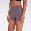 L2046 Shorts de cintura alta Calças curtas para ioga sem linha T Shorts esportivos Calças de três pontos Ajuste justo Elástico Apertado