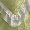 Sängkläder sätter prinsessflickor seersucker ruffle täcke täcke lakan med örngott linnekungstorlek