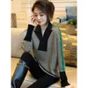 Women's Sweaters Collar Striped Pullover Sweater Women 2023 Autumn And Winter Western Style Versatile Knitted Bottoming