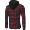 Men's Casual Shirts Hooded Plaid Shirt Men Flannel Big Double Pocket Long Sleeve Mens Spring Autmn Clothes Camisa Masculina