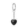 Nyckelringar Natural Stone Love Heart Keychains Sier Color Healing Crystal Car Decor Keyrings Keyholder For Women Män Drop Delivery Jewe Dhos3
