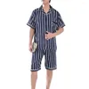 Herren-Nachtwäsche, Herren-Pyjama-Set, Umlegekragen, Knopfverschluss, kurze Ärmel, Nachthemd, schützende Sommer-Loungewear