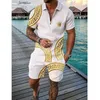 Herrspårar Summer Polo Set For Men Luxury Brand Male Clothing Shortsleeved Tracksuit Streetwear Casual Social Polo Shirt Tvåverk Set 230324