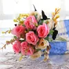 Bouquet de simulation de petites roses européennes, fausses fleurs, décoration de maison, accessoires de photographie de fleurs en soie, décoration de fête de mariage