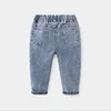 Jeans printemps automne 2 3 4 5 6 8 10 ans vêtements pour enfants solide casual pantalon élastique pantalons longs Denim jean pour garçon 230324