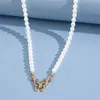 Vintage Elegant Simulated Pearl Necklace Fashion Beaded Butterfly Pendant Choker Necklace Women Girls Party Jewelry GC1984