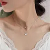 Pendant Necklaces Dainty Double Layered Butterfly Charm Necklace Stainless Titanium Steel Waterproof Clavicle Chain For Women Jewelry Gifts