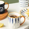 Tasses de marque japonaise en céramique, tasses d'amoureux simples, bureau féminin avec grande capacité, tasse de thé à fleurs, café