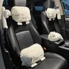 2024 Oreiller de cou de siège intérieur de voiture de dessin animé mignon, joli petit mouton, support d'appui-tête, protections d'épaule universelles en peluche pour femmes