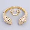 silver gold Double headed leopard torque Square diamond bracelet designer bangle Gear jewelry femme set Women Men couple bracelets jewlery party gifts hiphop