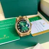 Certificado de caixa original 18k ouro presidente masculino relógios dia data diamantes mostrador verde relógio masculino inoxidável moldura de diamante relógio de pulso automático 69