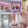 Guirlandes de fleurs décoratives 12 pièces 45 pouces fleurs de glycine artificielles fausse glycine vigne Ratta guirlande de fleurs en soie chaîne maison fête mariage décor 230324