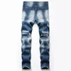 Męskie dżinsy mężczyźni Slim Fit Spring Autumn Retro Blue Fashion Splash Ink Desinger Mens Casual Denim Spods dla mężczyzn Vaqueros Hombre