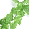 Decorative Flowers 2pcs Simulation Grape Leaf Rattan Green Plant Ceiling Vine Hanging Ornament For Air Conditioning Water Pipe DIY Home